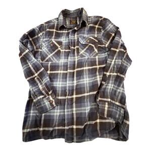 Jachs MFG Heritage Flannel Shirt Mens Medium Plaid Blue Gray Button Down